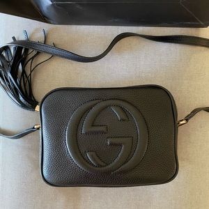 Gucci Small Soho Disco Bag, Black Leather, Gold Hardware